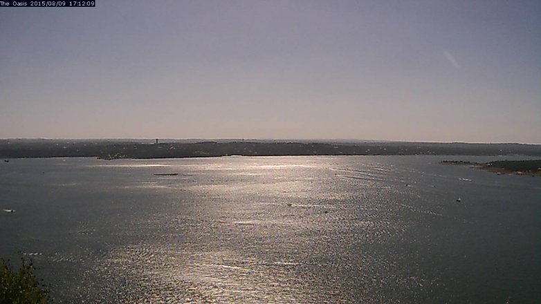 Lake Travis webcam, August 9, 2015 4:20 PM CT
