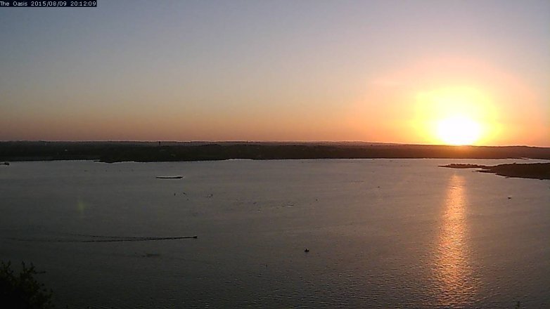 Lake Travis webcam, August 9, 2015 7:20 PM CT