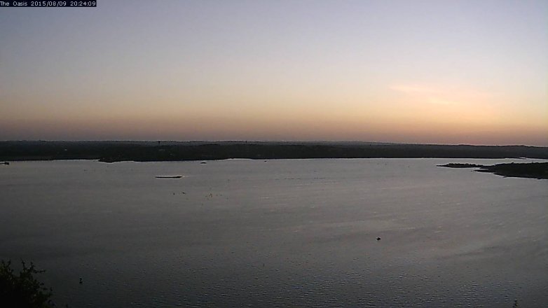 Lake Travis webcam, August 9, 2015 7:30 PM CT