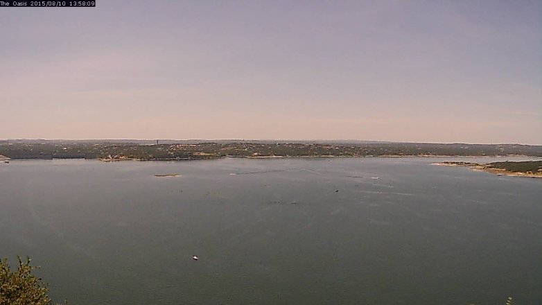 Lake Travis webcam, August 10, 2015 1:15 PM CT