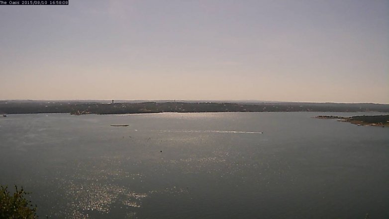Lake Travis webcam, August 10, 2015 4:05 PM CT