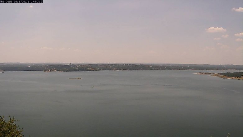 Lake Travis webcam, August 11, 2015 1:55 PM CT