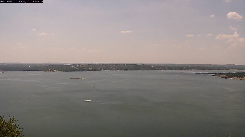Lake Travis webcam, August 11, 2015 2:10 PM CT