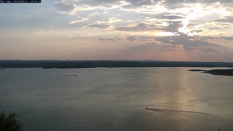 Lake Travis webcam, August 11, 2015 6:50 PM CT