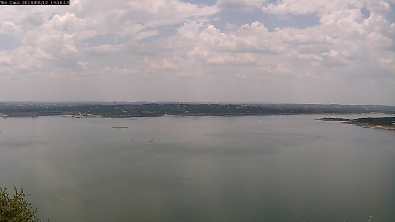 Lake Travis webcam, August 12, 2015 1:15 PM CT