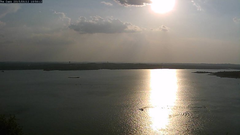 Lake Travis webcam, August 12, 2015 6:05 PM CT