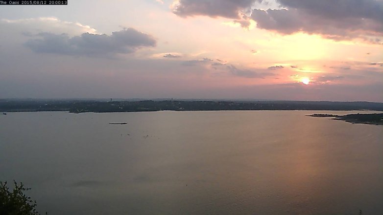 Lake Travis webcam, August 12, 2015 7:05 PM CT