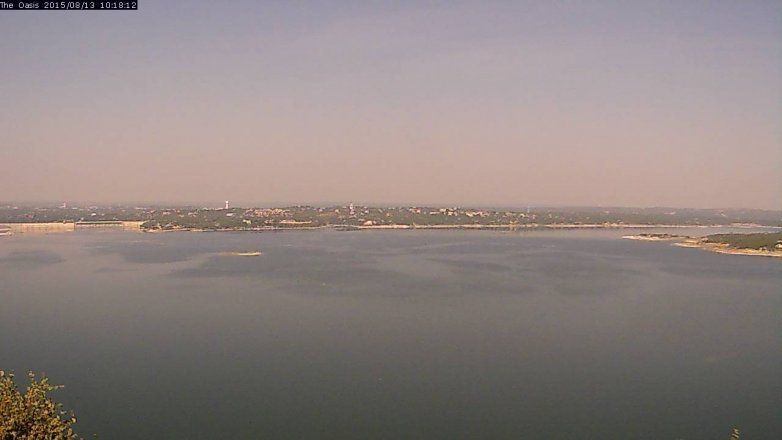Lake Travis webcam, August 13, 2015 9:25 AM CT