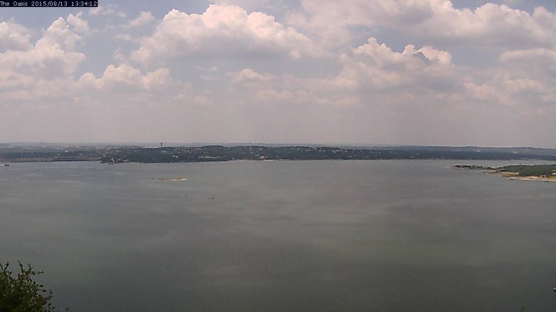 Lake Travis webcam, August 13, 2015 12:40 PM CT