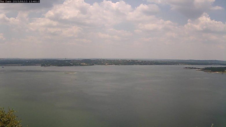 Lake Travis webcam, August 13, 2015 12:55 PM CT