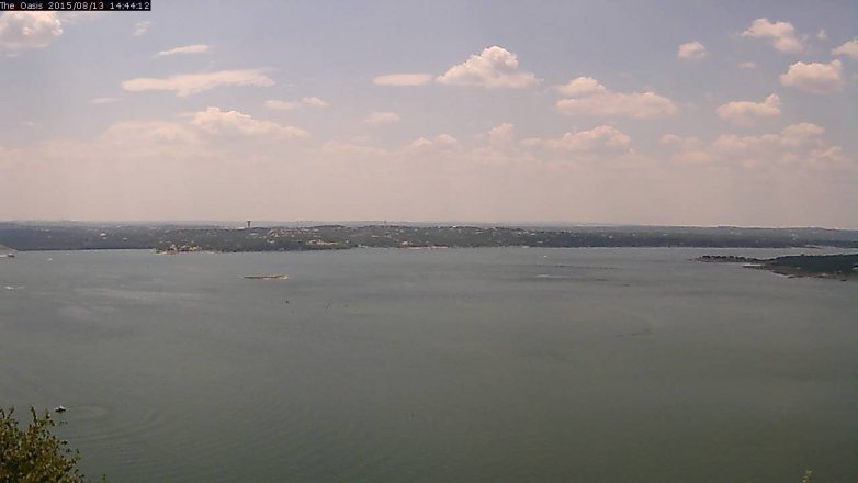 Lake Travis webcam, August 13, 2015 1:50 PM CT