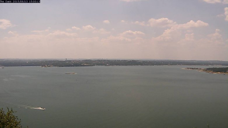 Lake Travis webcam, August 13, 2015 2:05 PM CT
