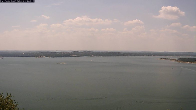 Lake Travis webcam, August 13, 2015 2:15 PM CT
