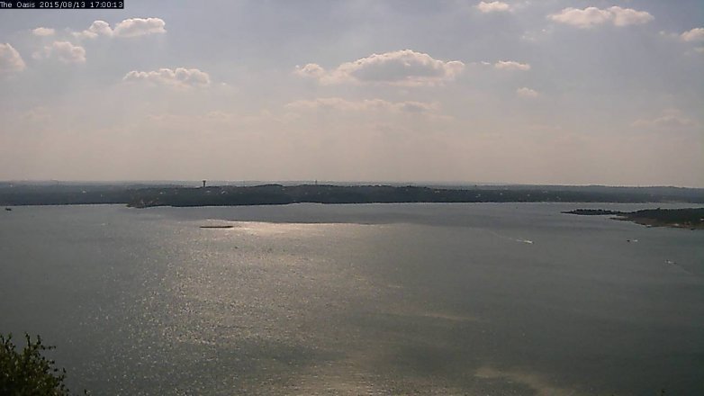 Lake Travis webcam, August 13, 2015 4:05 PM CT