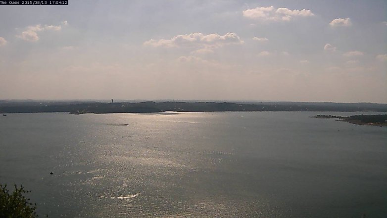 Lake Travis webcam, August 13, 2015 4:10 PM CT