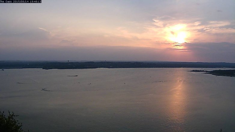 Lake Travis webcam, August 14, 2015 6:55 PM CT