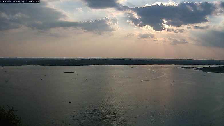 Lake Travis webcam, August 15, 2015 6:25 PM CT