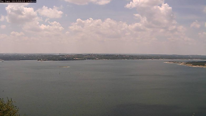 Lake Travis webcam, August 18, 2015 1:15 PM CT