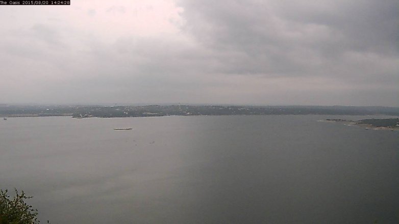 Lake Travis webcam, August 20, 2015 1:30 PM CT