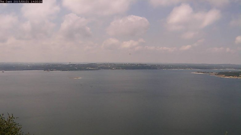 Lake Travis webcam, August 21, 2015 1:05 PM CT