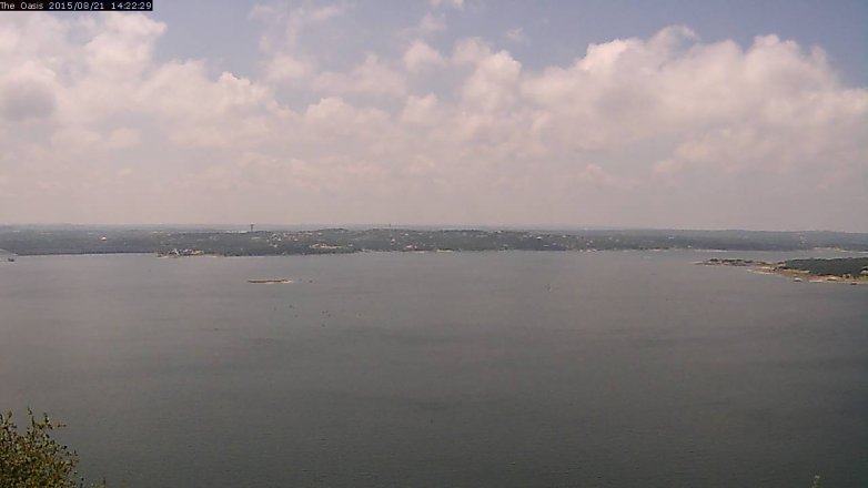 Lake Travis webcam, August 21, 2015 1:30 PM CT
