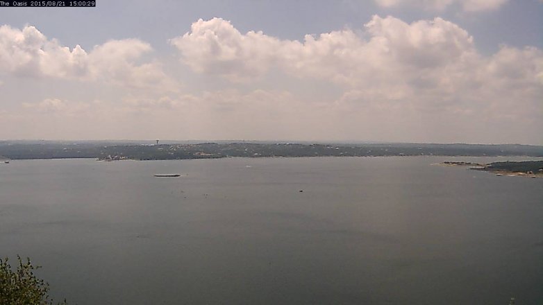 Lake Travis webcam, August 21, 2015 2:05 PM CT