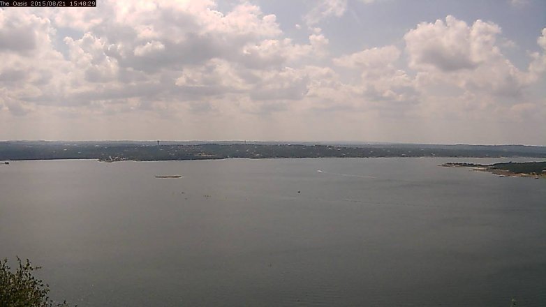 Lake Travis webcam, August 21, 2015 2:55 PM CT