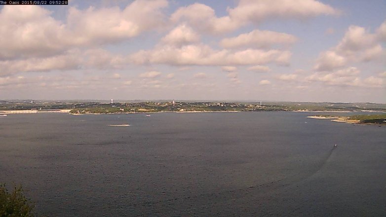 Lake Travis webcam, August 22, 2015 9:00 AM CT