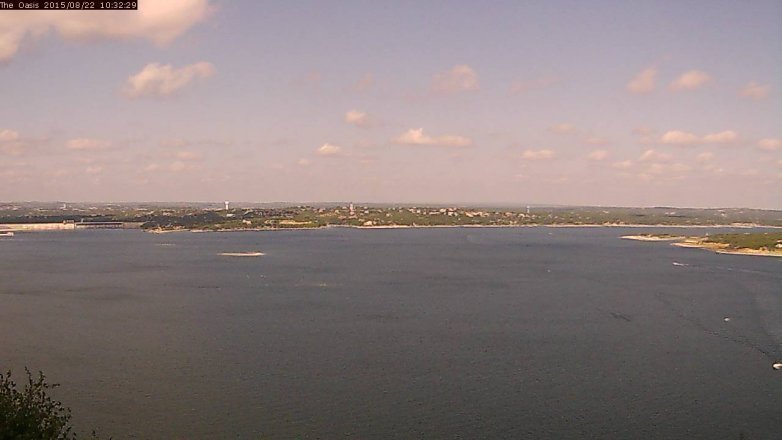 Lake Travis webcam, August 22, 2015 9:40 AM CT