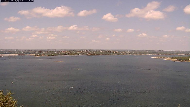 Lake Travis webcam, August 22, 2015 10:45 AM CT
