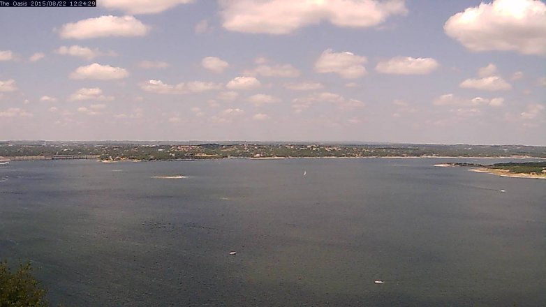 Lake Travis webcam, August 22, 2015 11:30 AM CT