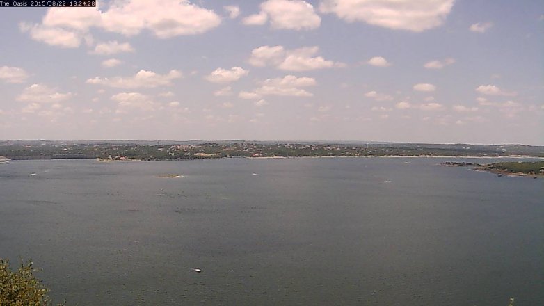 Lake Travis webcam, August 22, 2015 12:30 PM CT