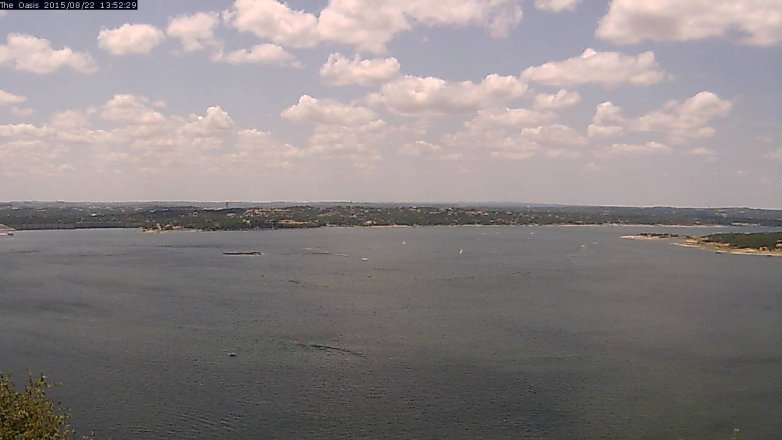 Lake Travis webcam, August 22, 2015 1:00 PM CT
