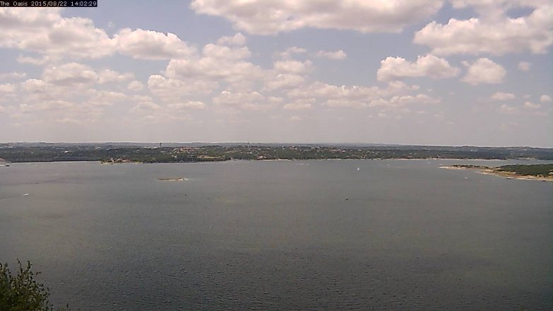 Lake Travis webcam, August 22, 2015 1:10 PM CT