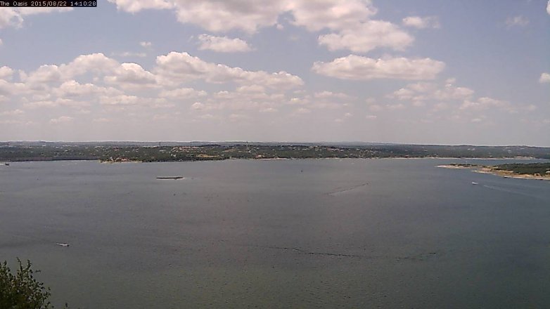 Lake Travis webcam, August 22, 2015 1:15 PM CT