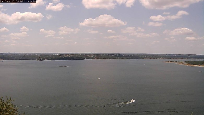 Lake Travis webcam, August 22, 2015 1:30 PM CT