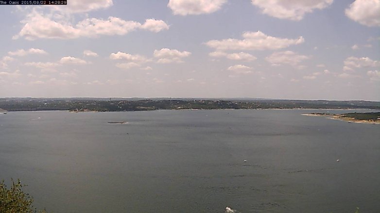 Lake Travis webcam, August 22, 2015 1:35 PM CT