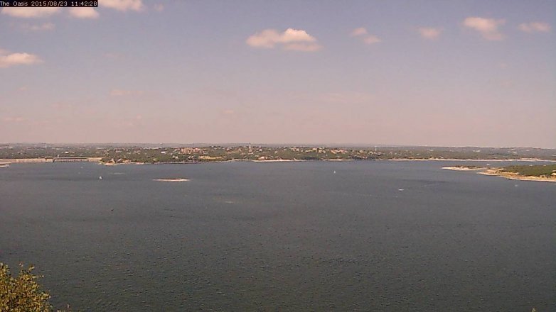 Lake Travis webcam, August 23, 2015 10:50 AM CT