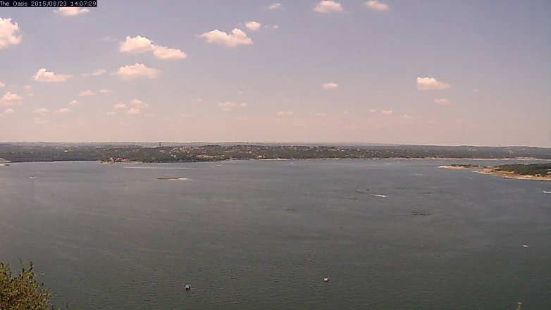 Lake Travis webcam, August 23, 2015 1:15 PM CT