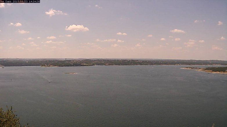 Lake Travis webcam, August 23, 2015 1:40 PM CT