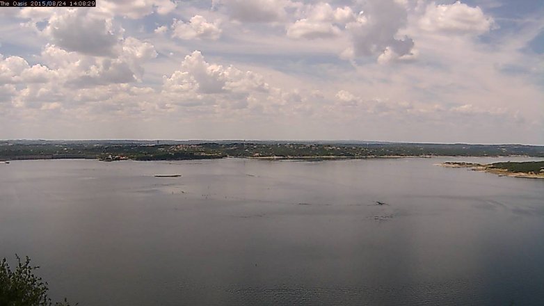 Lake Travis webcam, August 24, 2015 1:15 PM CT