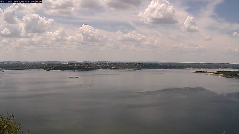 Lake Travis webcam, August 24, 2015 1:25 PM CT