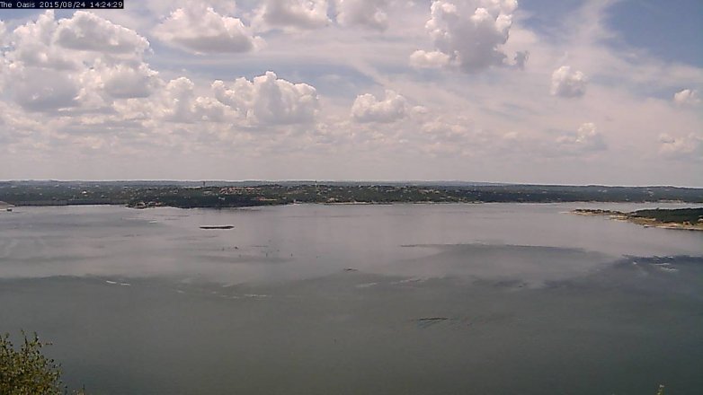 Lake Travis webcam, August 24, 2015 1:30 PM CT