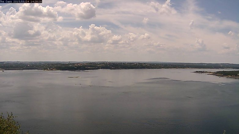 Lake Travis webcam, August 24, 2015 1:35 PM CT