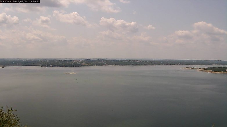 Lake Travis webcam, August 26, 2015 1:30 PM CT