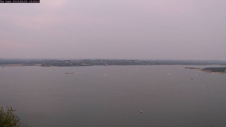 Lake Travis webcam, August 29, 2015 6:45 PM CT