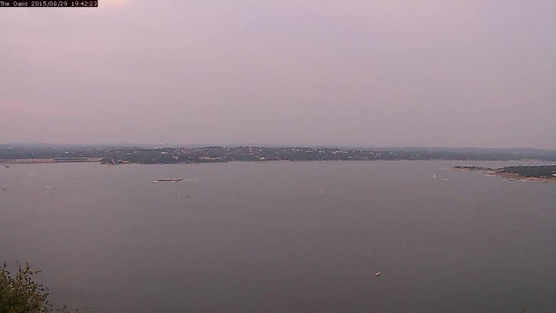 Lake Travis webcam, August 29, 2015 6:50 PM CT