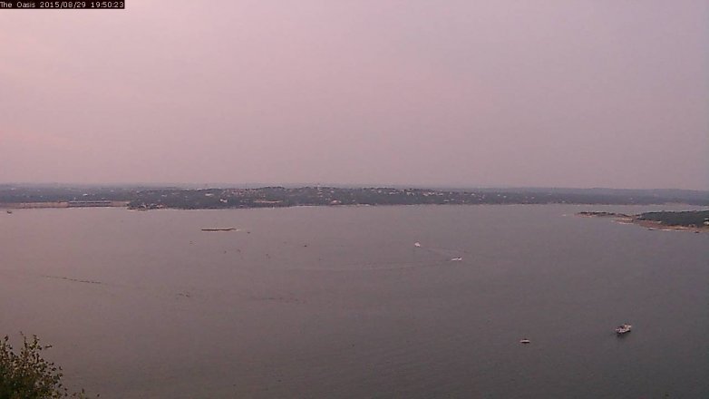 Lake Travis webcam, August 29, 2015 6:55 PM CT