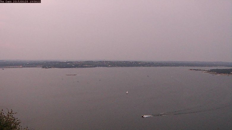 Lake Travis webcam, August 29, 2015 7:05 PM CT