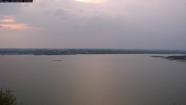 Lake Travis webcam, August 30, 2015 6:45 PM CT